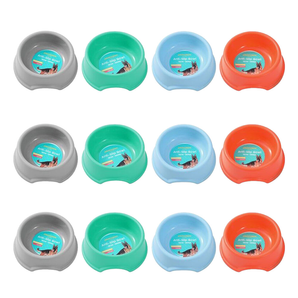 12PK Paws And Claws Pet Essentials Anti Slip Bowl 260mL/15cm Assorted