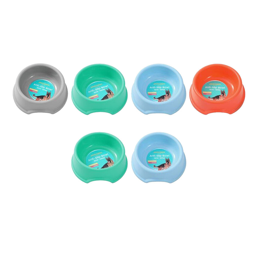 6PK Paws And Claws Pet Essentials Anti Slip Bowl 260mL/15cm Assorted