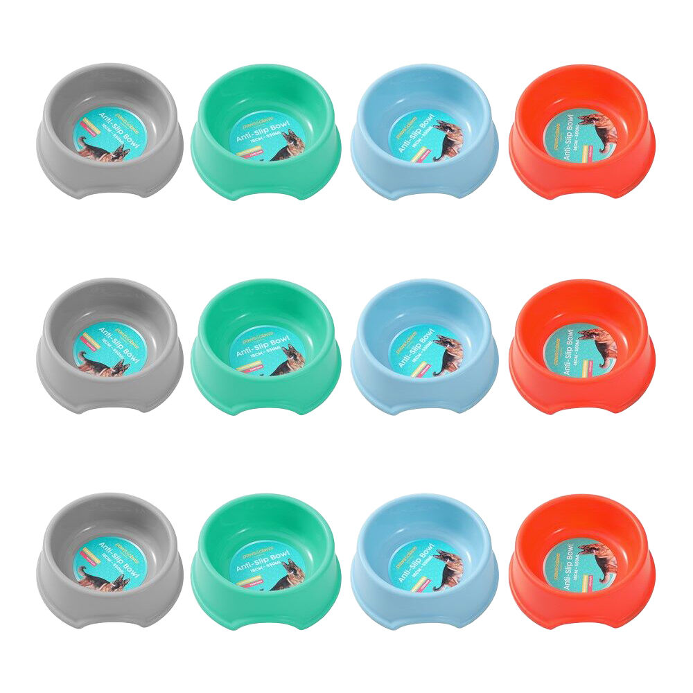 12PK Paws And Claws Pet Essentials Anti Slip Bowl 550mL/18cm Assorted