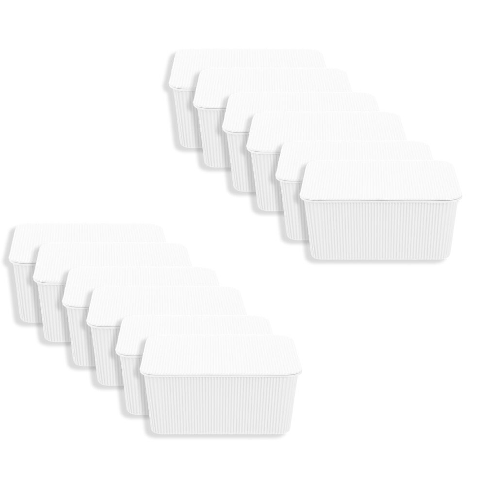 12PK Boxsweden Discrete Durable Storage Basket Ribbed with Lid 3.5L Assorted