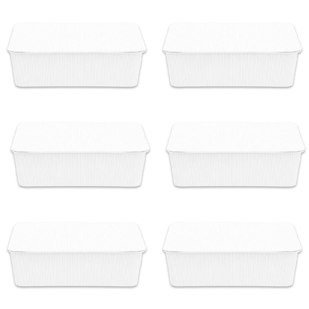 6PK Boxsweden Discrete Durable Storage Basket Ribbed with Lid 7.5L Assorted