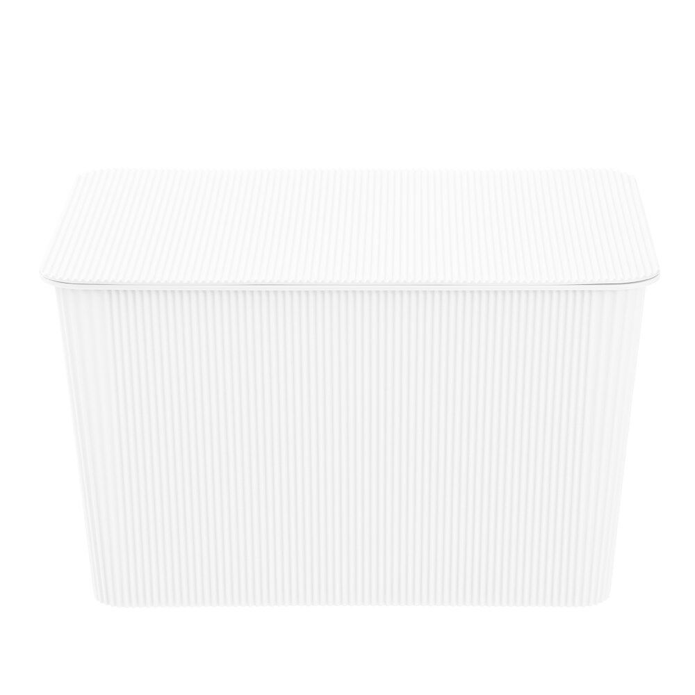 3PK Boxsweden Discrete Durable Storage Basket Ribbed with Lid 15L Assorted