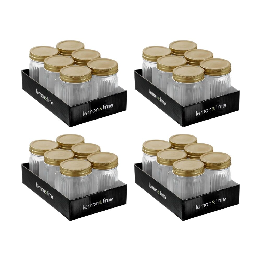 4x 6pc Lemon and Lime Roma Ribbed Conserve Jar 300ml Food Safe Kitchenware