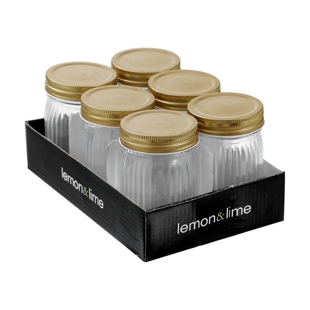 8x 6pc Lemon and Lime Roma Ribbed Conserve Jar 300ml Food Safe Kitchenware