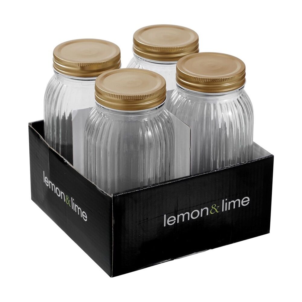 2x 4pc Lemon and Lime Roma Ribbed Conserve Jar 800ml Food Safe Kitchenware