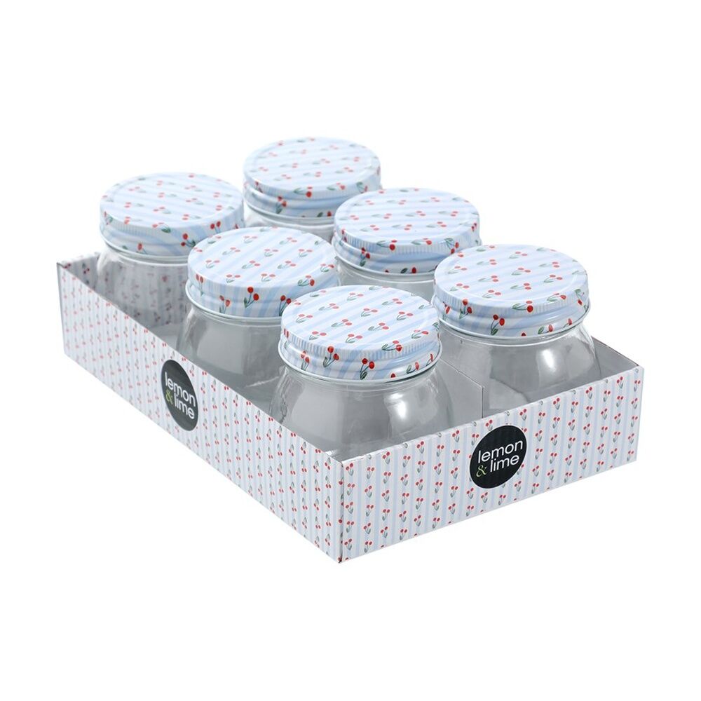 3x 6pc Lemon and Lime Roma Cherry Stripe Deco Conserve Jar 300ml Food Safe