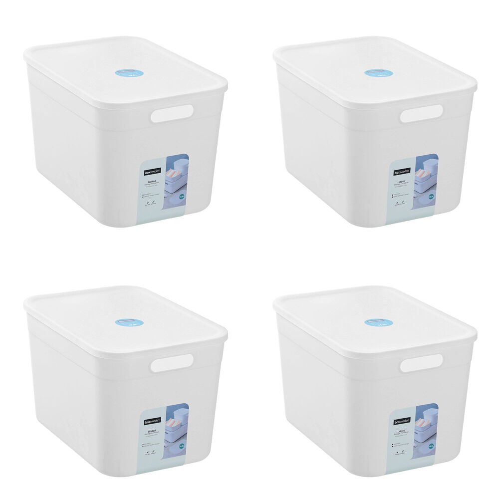 4PK Boxsweden Stackable Durable Storage Container with Lid 35.5cm 16.5L