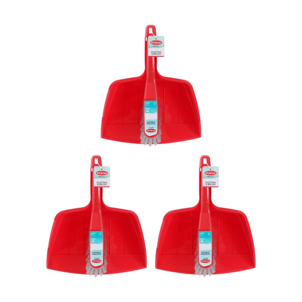 3PK Boxsweden Prime Dustpan & Brush Comfort Grip Handle for Cleaning Assorted
