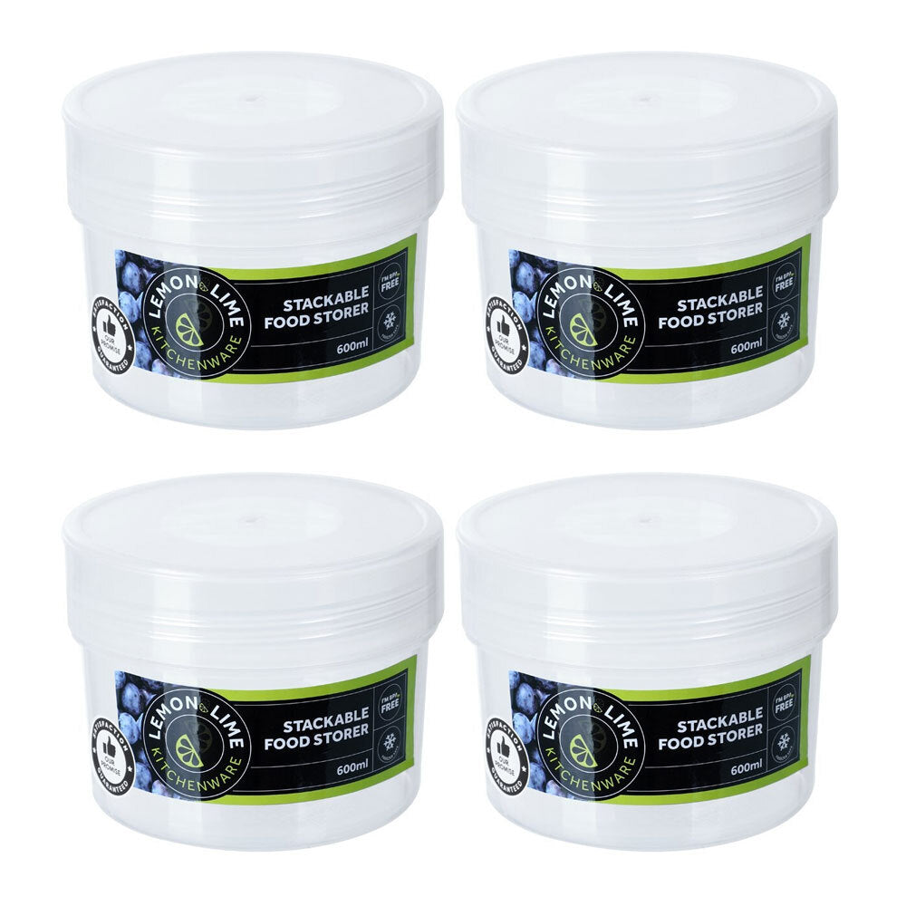 4PK Lemon & Lime Keep Fresh Stackable Food Storer 350ml 9X9X7cm