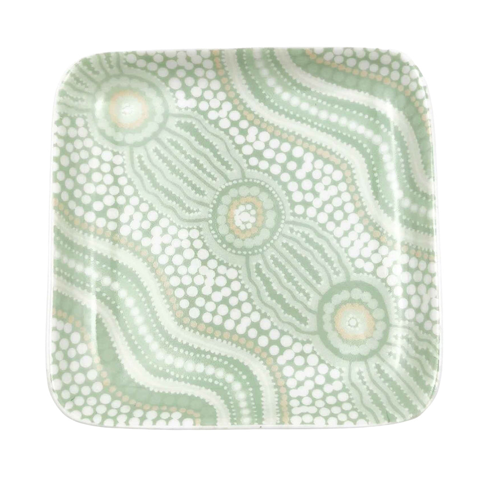 2PK Urban ES Journey 9.5cm Ceramic Dish Decoirative Square Plate - Green