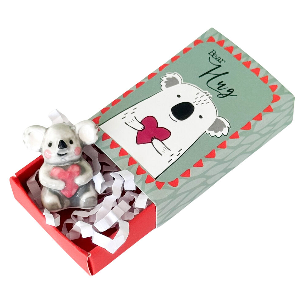 8PK Urban Koala Bear Hug Matchbox Memory Gift Keepsake Figurine 5cm Sage
