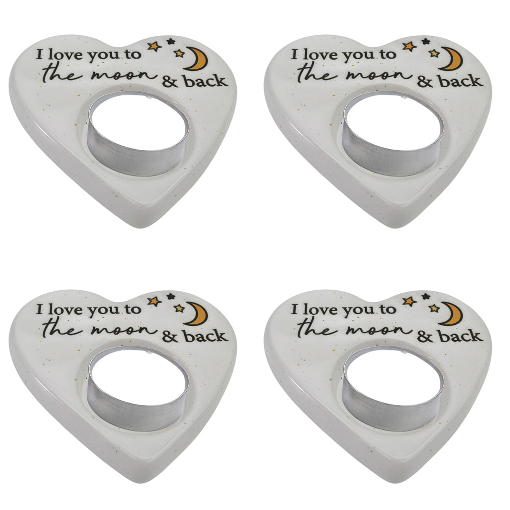 4PK Urban I love you Heart Tealight Holder White 9 Gift Keepsake Present