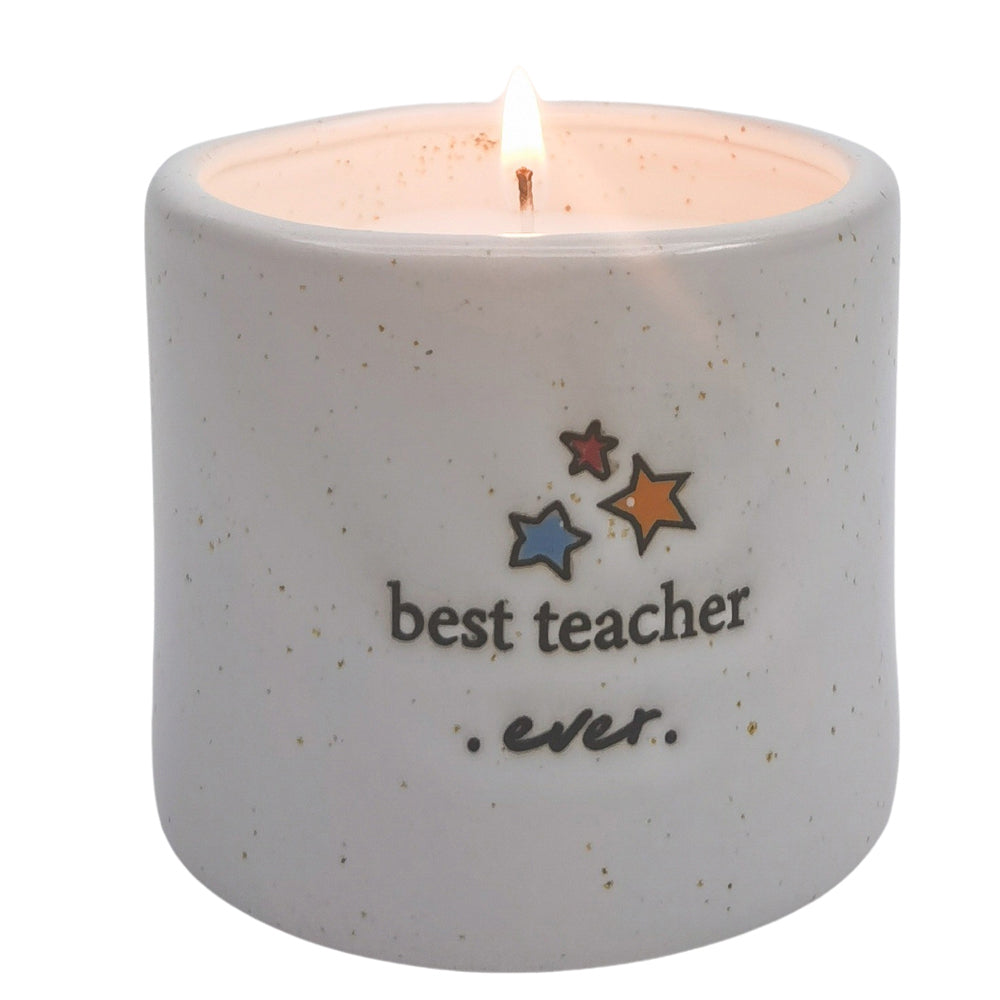2PK Urban Best Teacher Ever Candle White 7cm Gift Keepsake Present