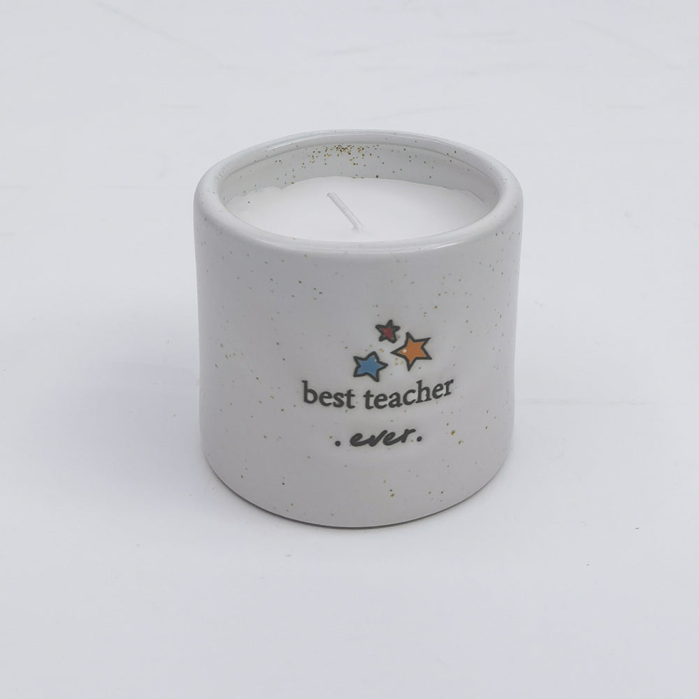 2PK Urban Best Teacher Ever Candle White 7cm Gift Keepsake Present