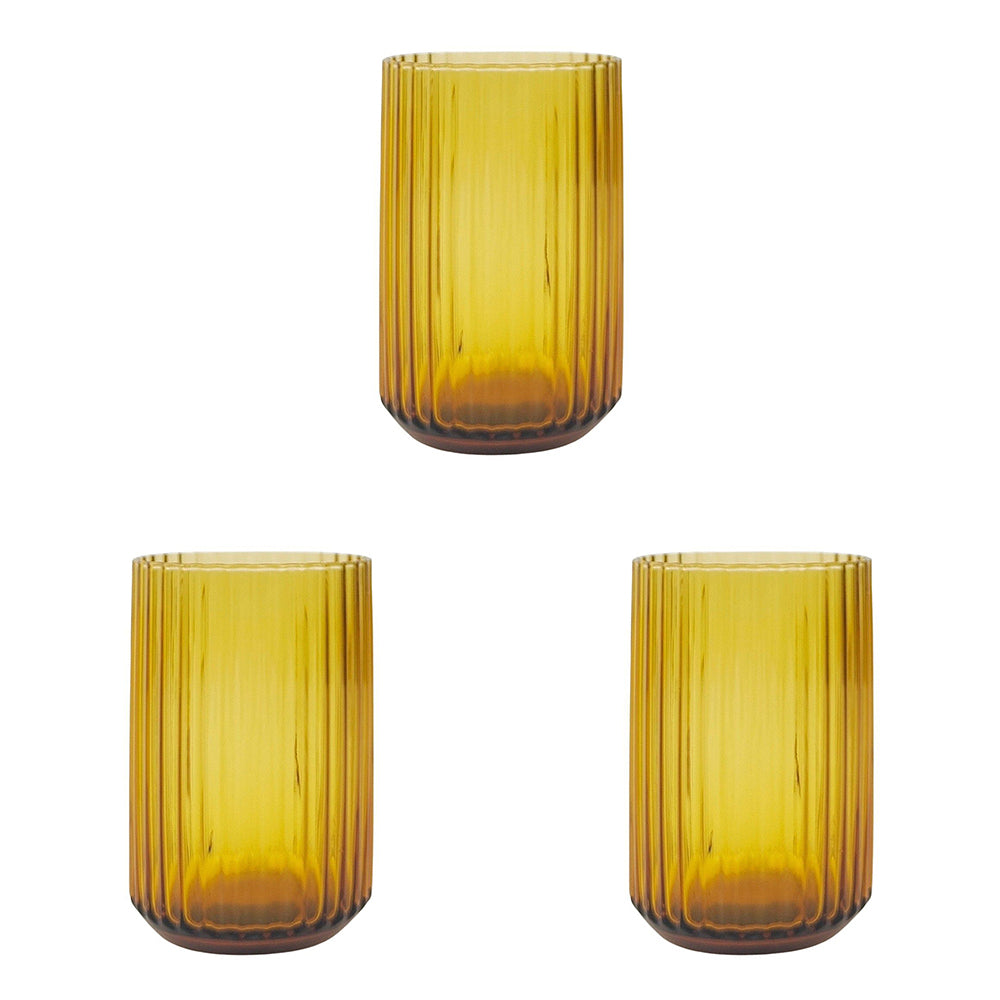 3x Urban 11cm Andre Ripple Glass Drinking Cup Glassware - Amber