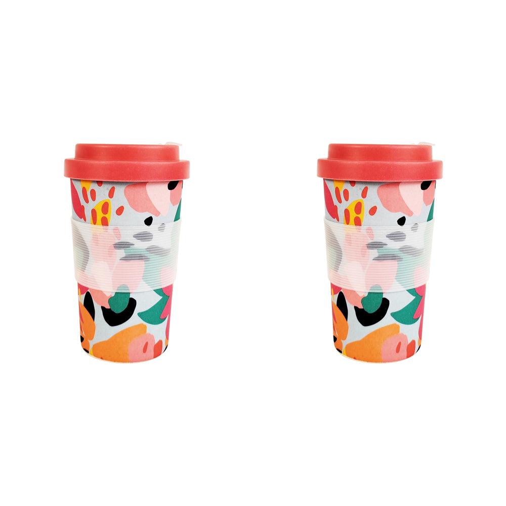 2x Urban 400ml Melody Eco Bamboo Mug Drinking Travel Tumbler w/ Lid