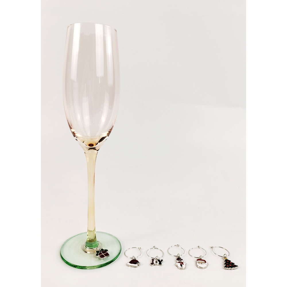 2x 6pc Urban Christmas 4cm Metal/Enamel Wine Charms Drink Tag