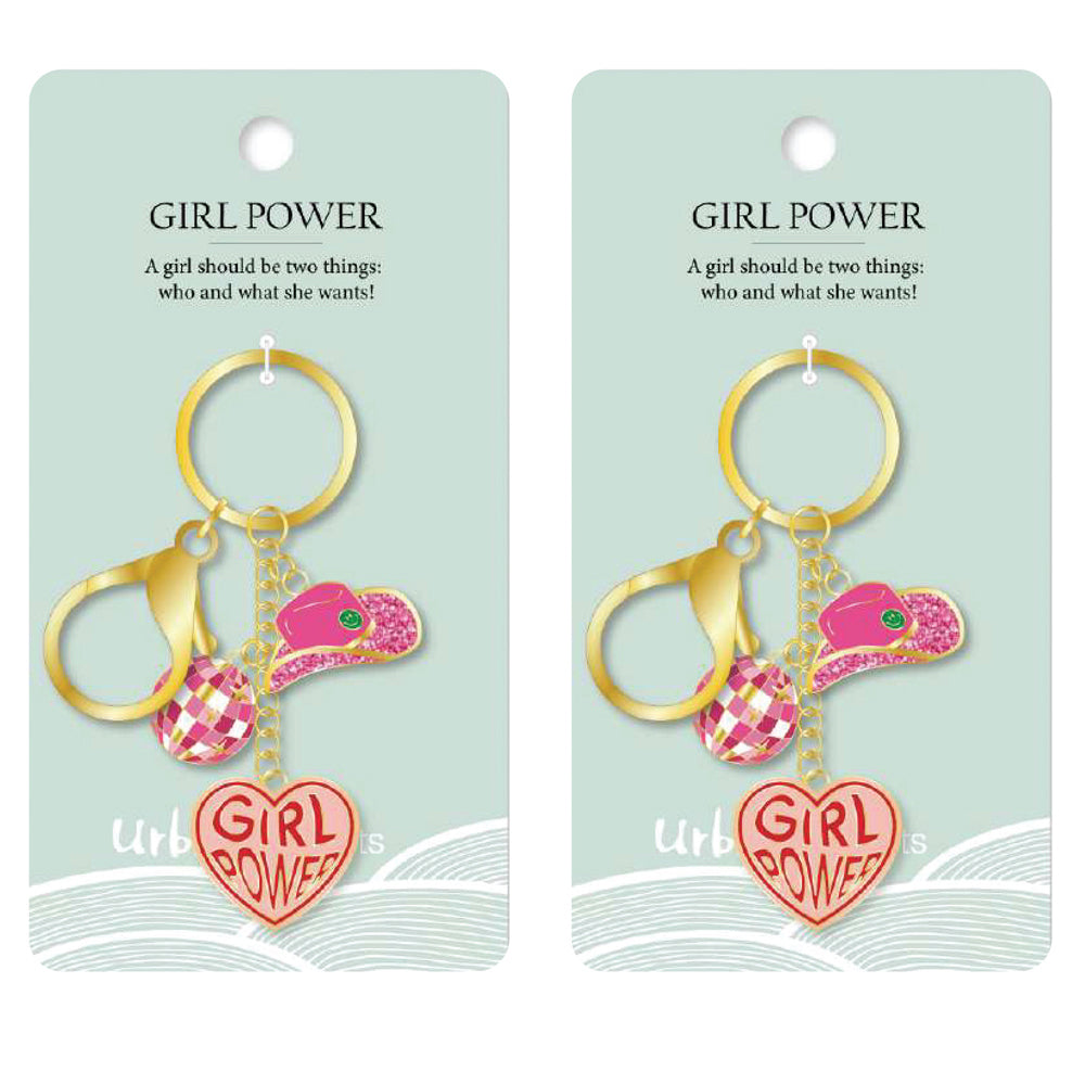 2PK Urban Products Girl Power Keyring/Keychain Accessory Pink 12cm