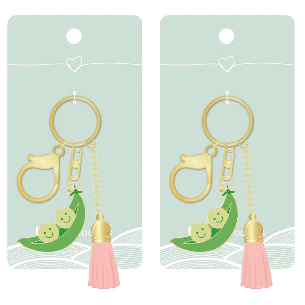 2PK Urban Products Peas In A Pod Keyring/Keychain Accessory Green 12cm