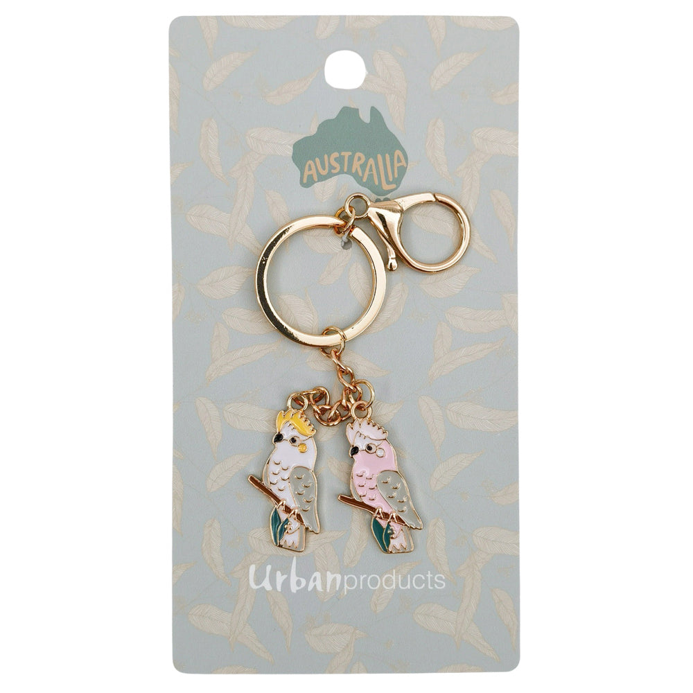3PK Urban Australiana Birds Keyring White Pink Display Decorative Keepsake