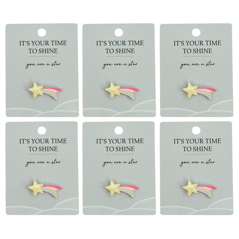 6PK Urban Shooting Star Memento Pin Yellow 2cm Display Decorative Keepsake