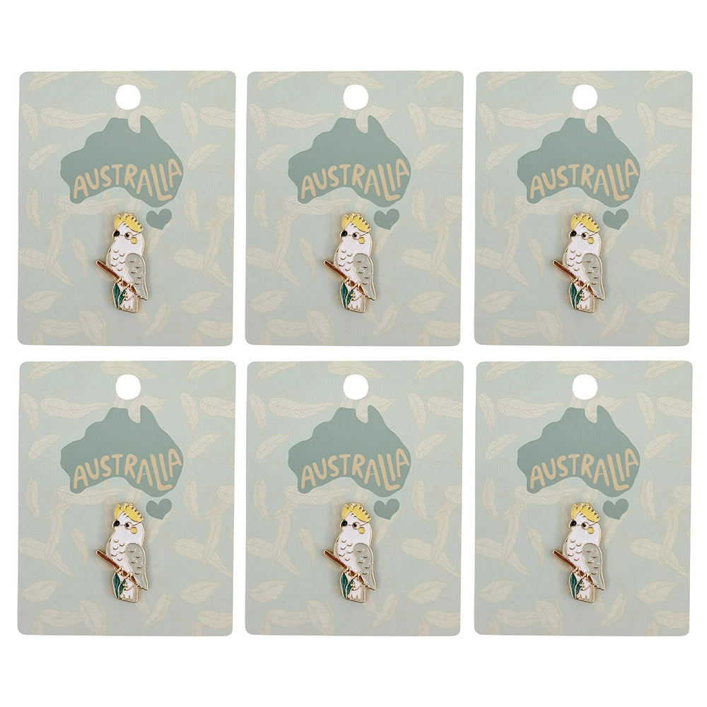 6PK Urban Cockatoo Memento Pin White 2cm Display Decorative Keepsake