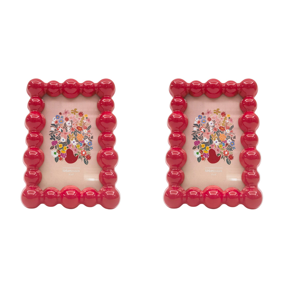 2PK Urban Lotti Bubble Frame Red 4x6 Inch Decorative Decor Display