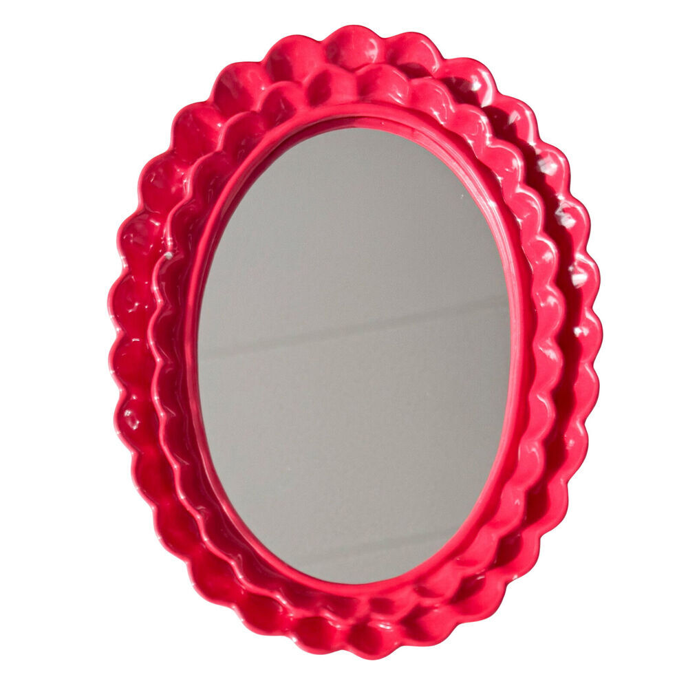 2PK Urban Resin/Wood Lotti Petal Oval Mirror Frame 5x7in 22x18cm Red