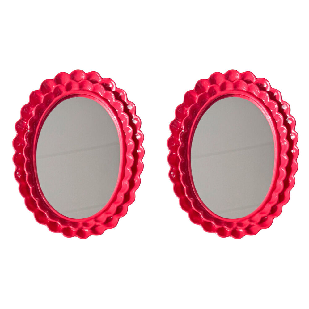 2PK Urban Resin/Wood Lotti Petal Oval Mirror Frame 5x7in 22x18cm Red