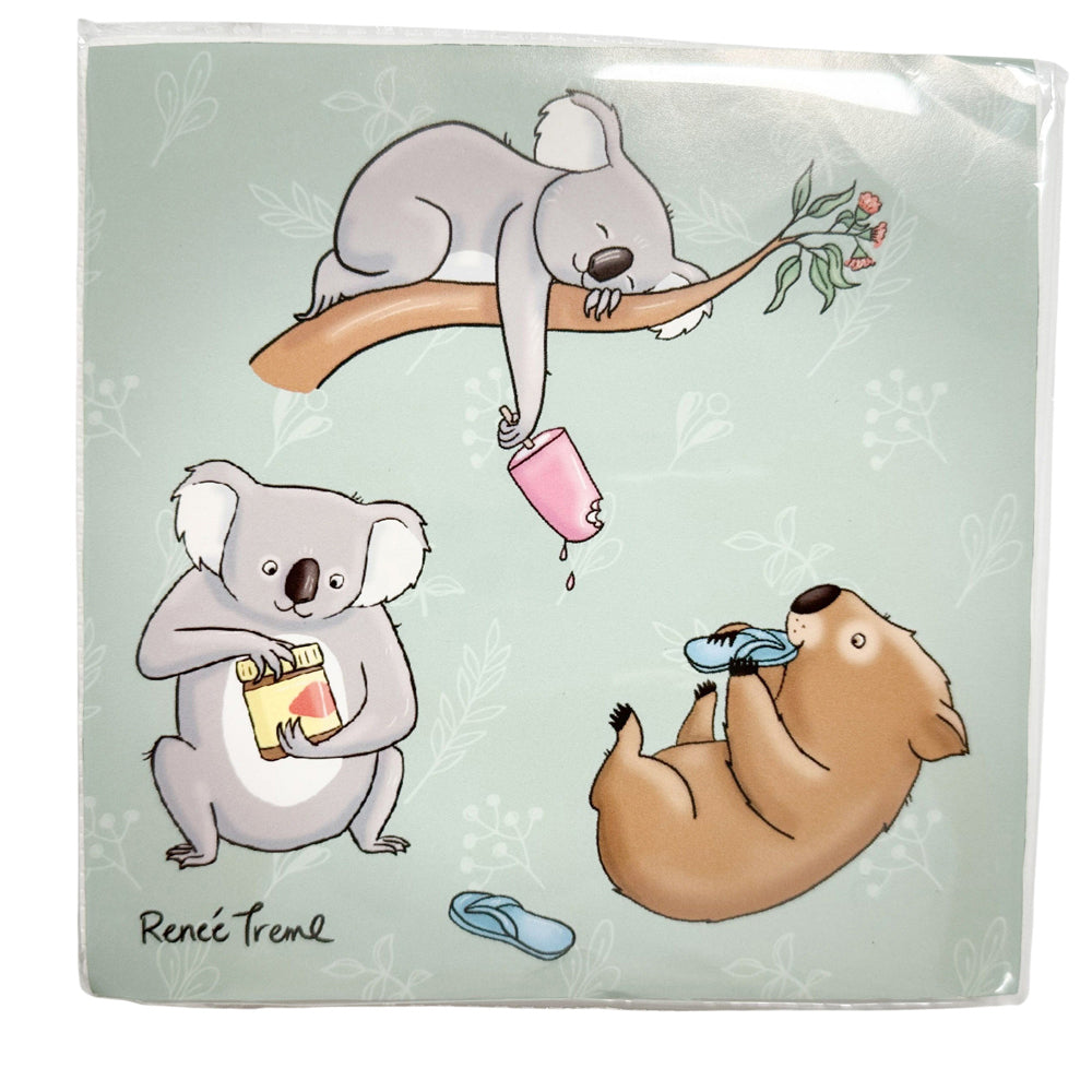 24x 20pc Urban RT Animals Napkins Sage 33x33cm Kitchen Decor Tableware