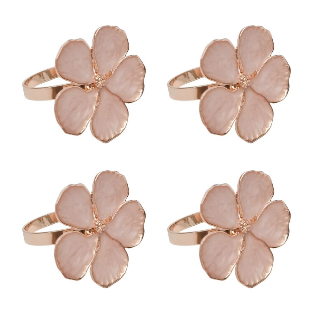 4x Urban Flower Napkin Ring Kitchen Table Organiser Pink