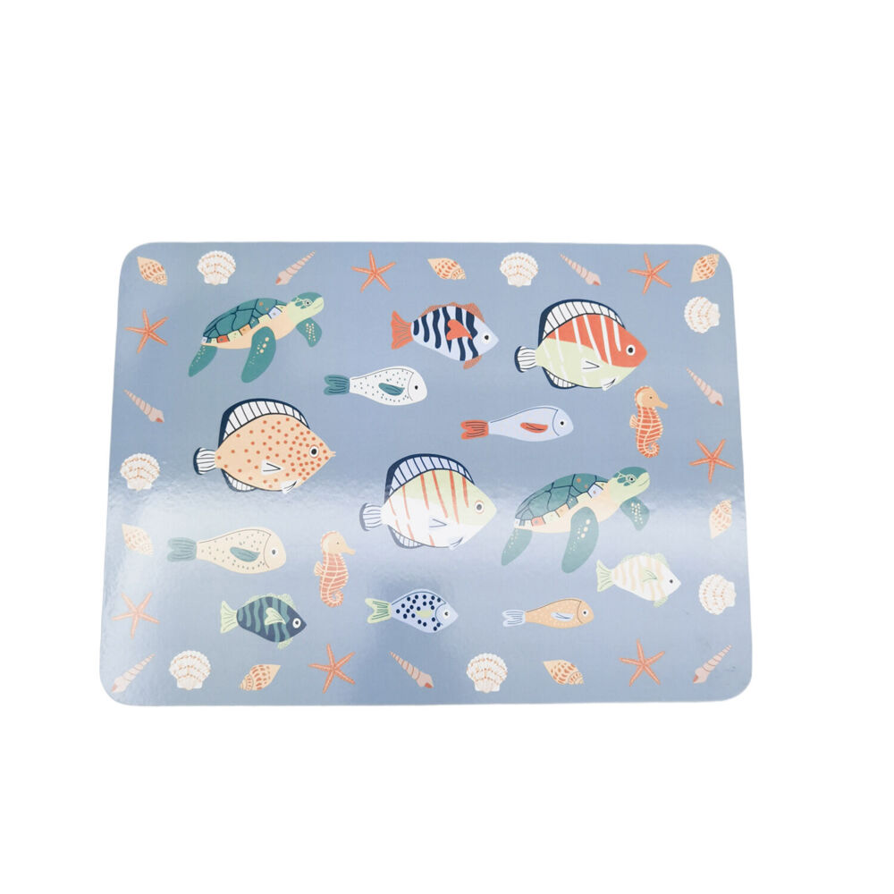 4pc Urban Reef Animals Cork Wooden Table Placemats 28x38cm Blue