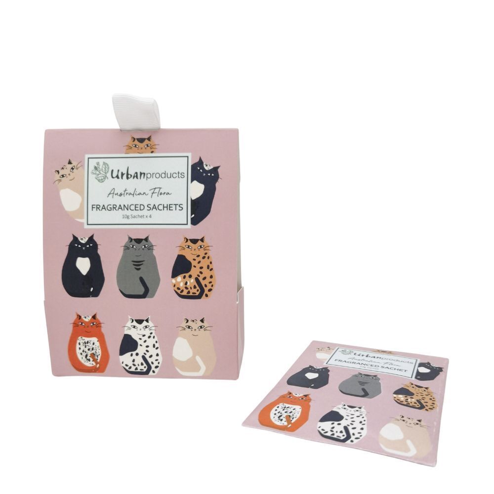 4x 4pc Urban 10g Cat Design Australian Flora Paper Scented Sachet