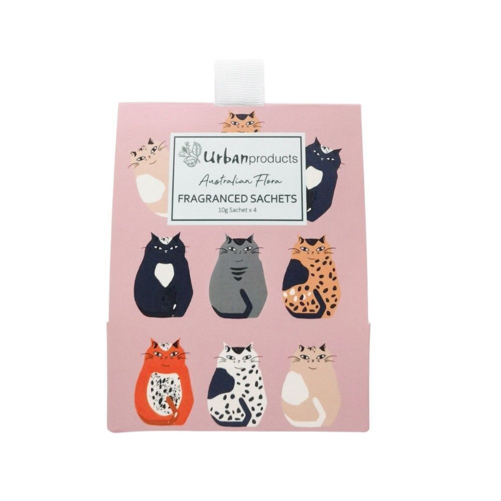 4x 4pc Urban 10g Cat Design Australian Flora Paper Scented Sachet