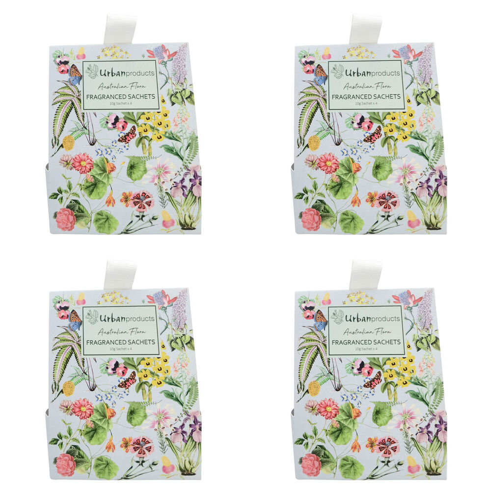 4x 4pc Urban Australian Floral Botanicals Fragranced Paper Sachets Gift Pack 40g