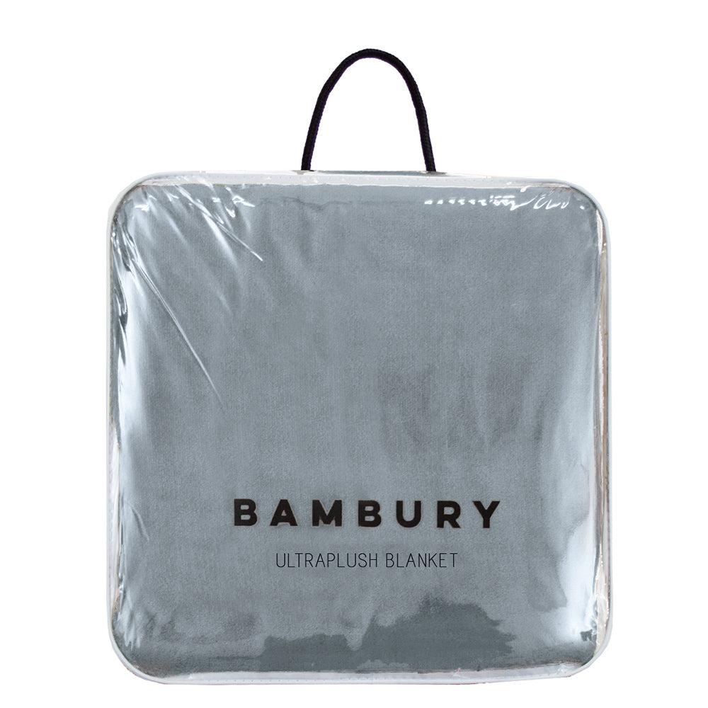 Bambury Double/Queen Bed Ultraplush Blanket Steel Blue Knitted