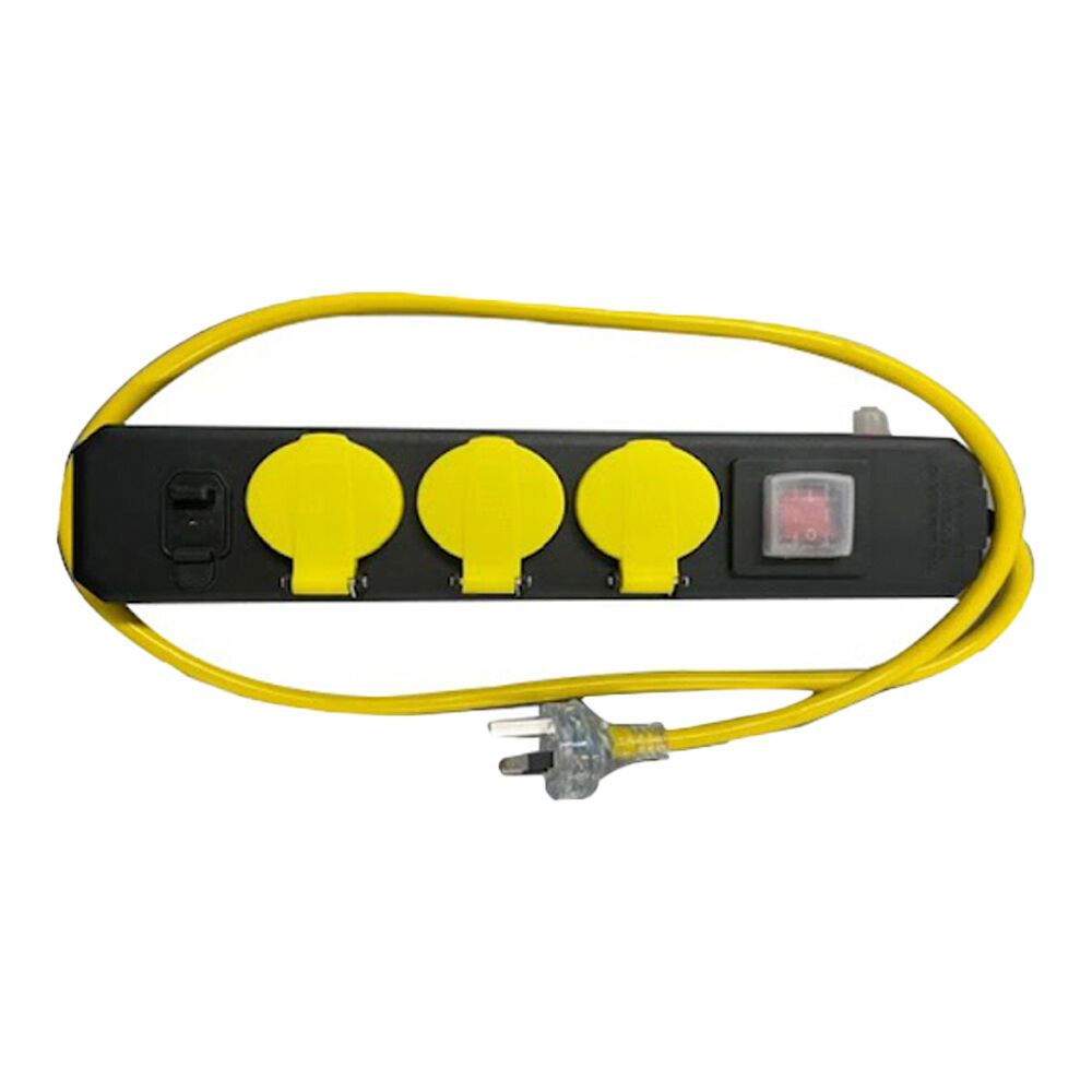 4PK Ultracharge Powerboard 3 Outlet Socket 2.4 USB 2.4A Black/Yellow