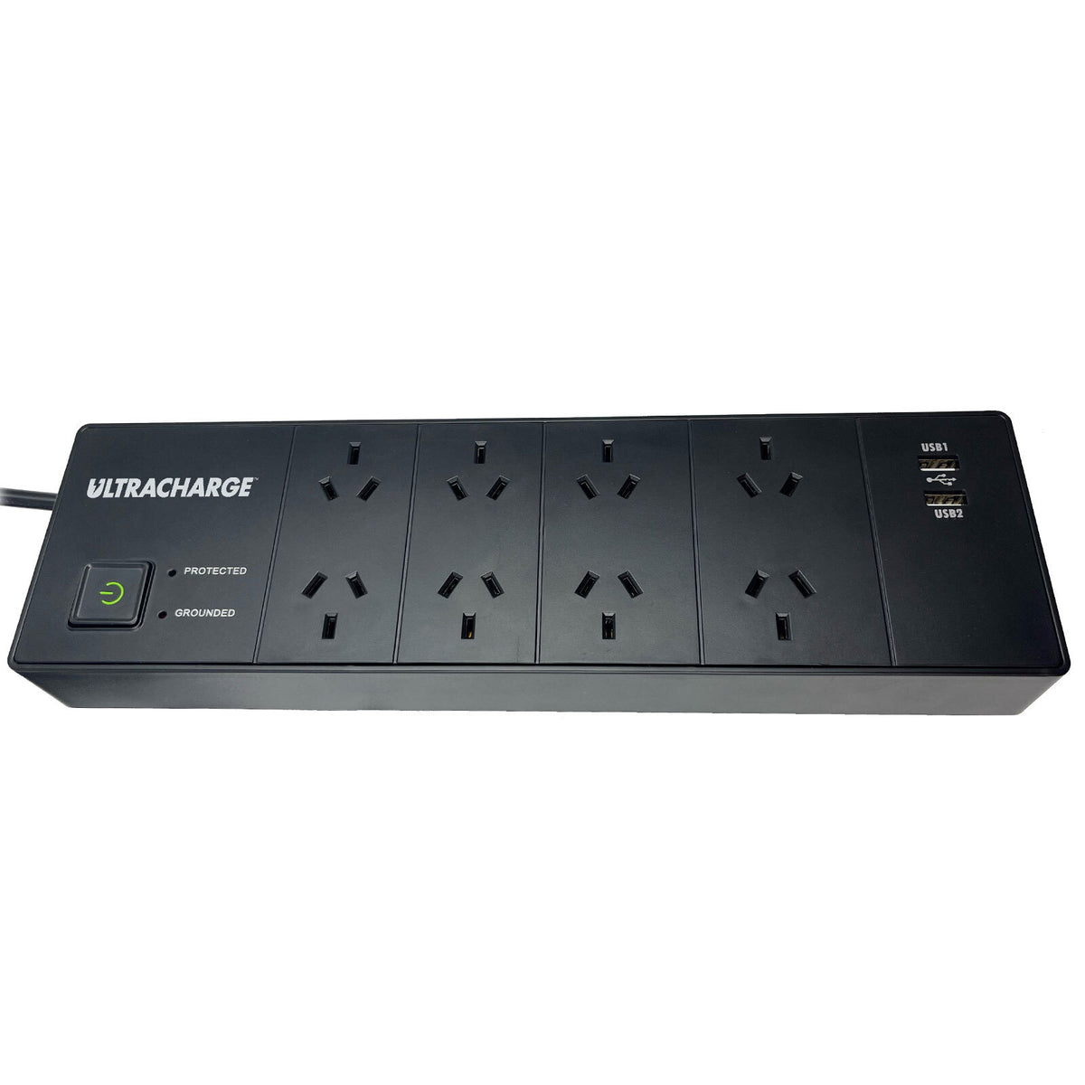 Ultracharge 8 Way Surge Protected Board With 2X Usb Black