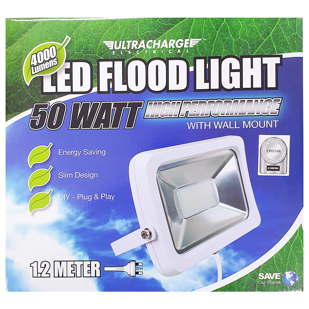 Ultracharge 50W Wall Mounted Led Floodlight - White
