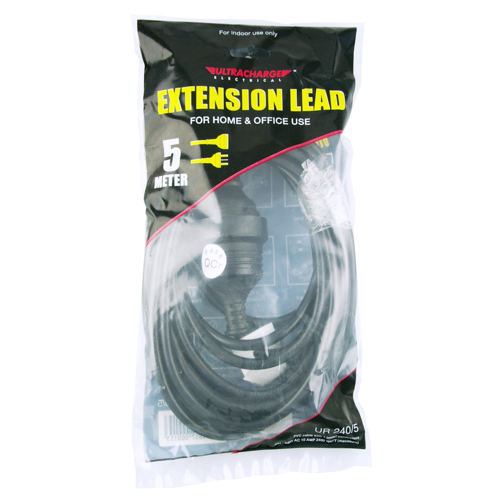 2PK Ultracharge Extension Lead 5M - Black