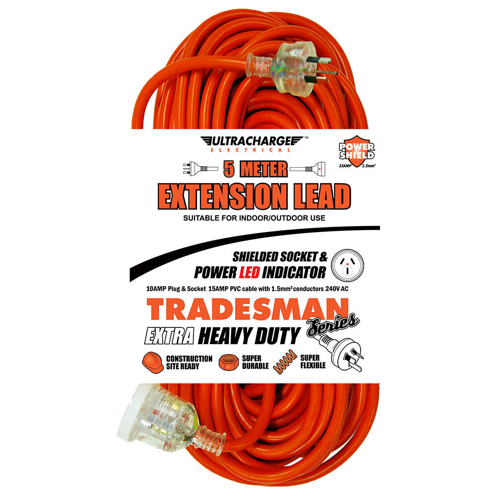 Ultracharge 10A Extension Lead 5M Extra Heavy Duty
