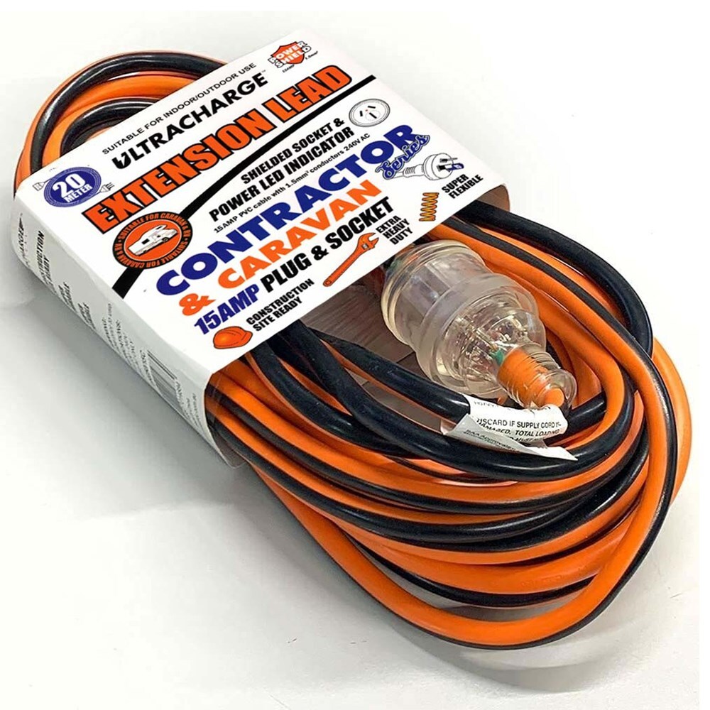 Ultracharge 15A Extension Lead & Plug 20M Extra Heavy Duty