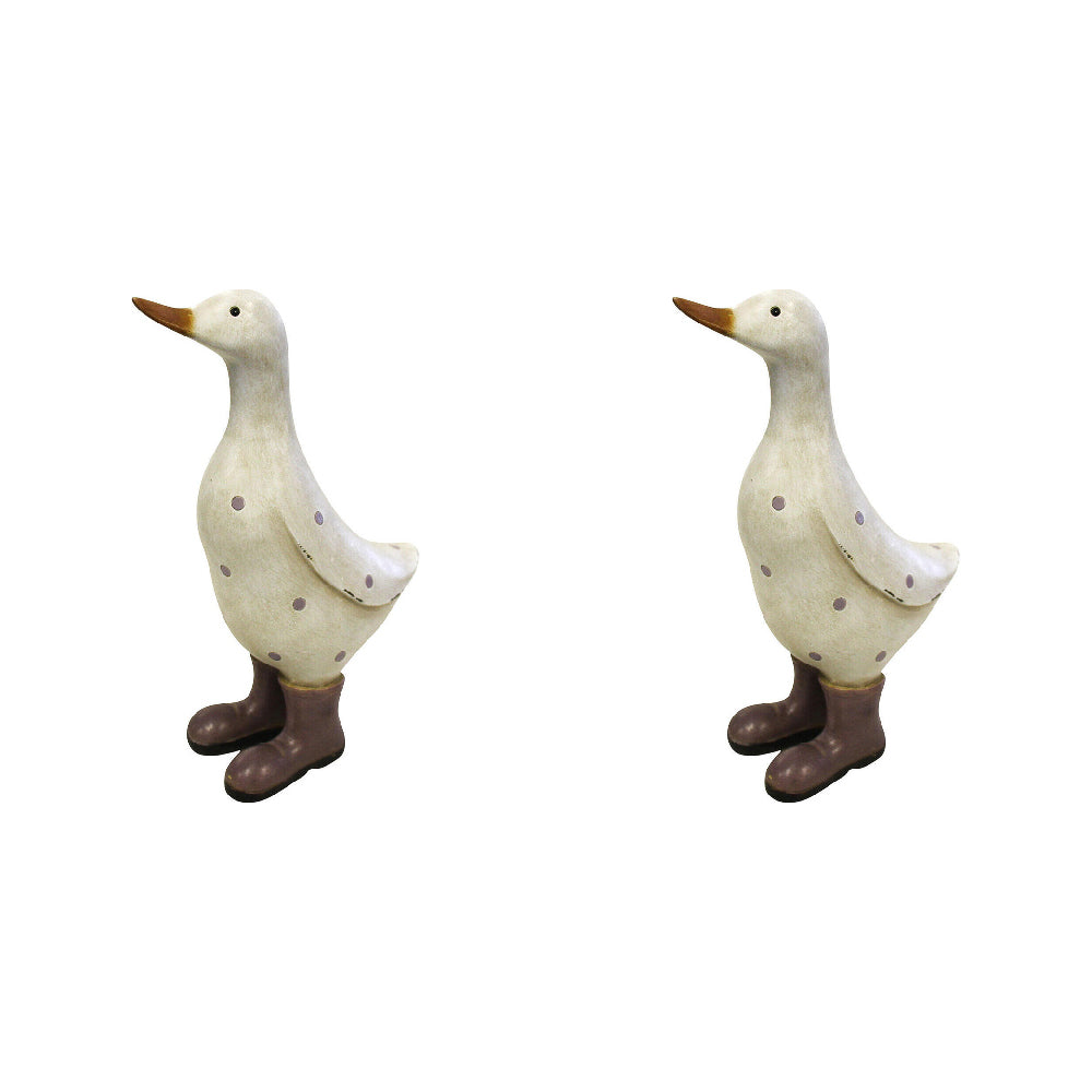 2PK LVD Polyresin Duck Aubergine Boots Sculpture Home/Office Decor 22cm