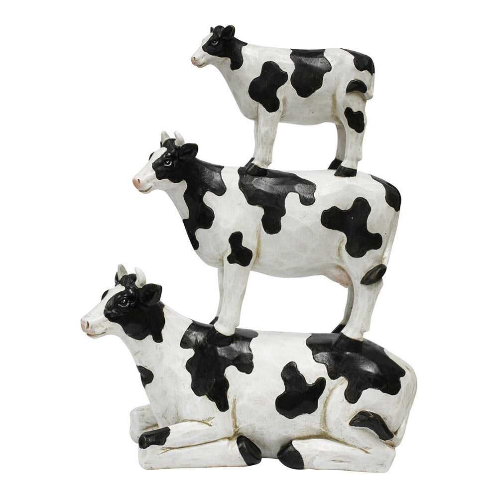 LVD Resin 30cm Cow Stack Ornament Figurine Home Decor - White