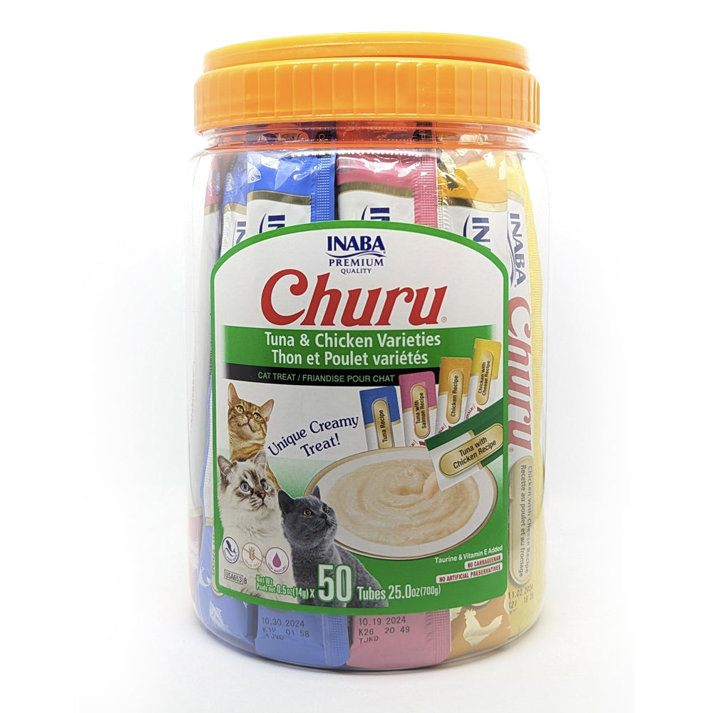 50pc Inaba Churu Tuna And Chicken Varieties Cat Treat Tubes