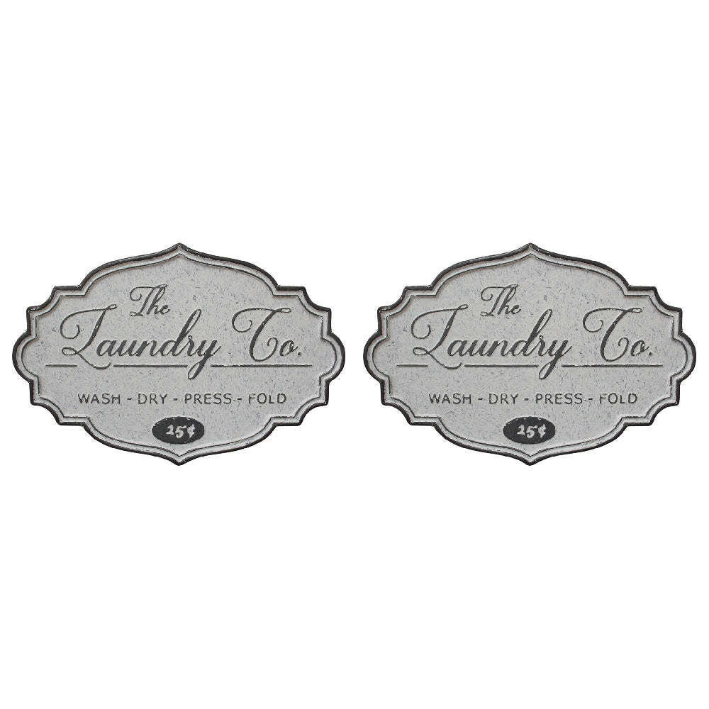 2PK LVD Metal Signboard Laundry Co Home/Shop Decor 56.5cm