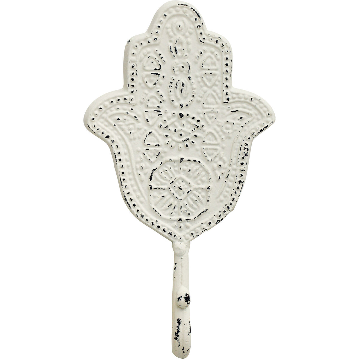 2PK LVD Hook Folk Hand Metal 19cm Wall Hanging Organiser - Rustic White