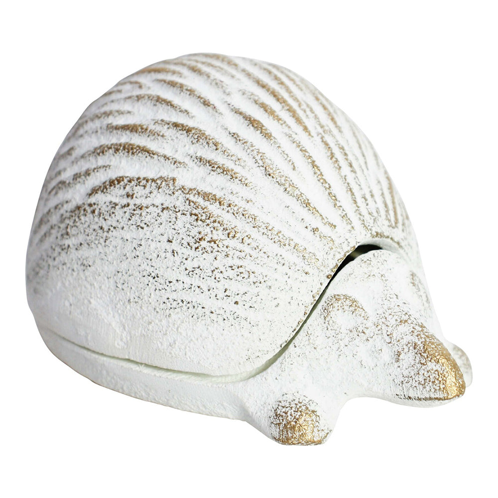 2PK LVD Metal 12cm Hedgehog Key Hide Garden Ornament - White