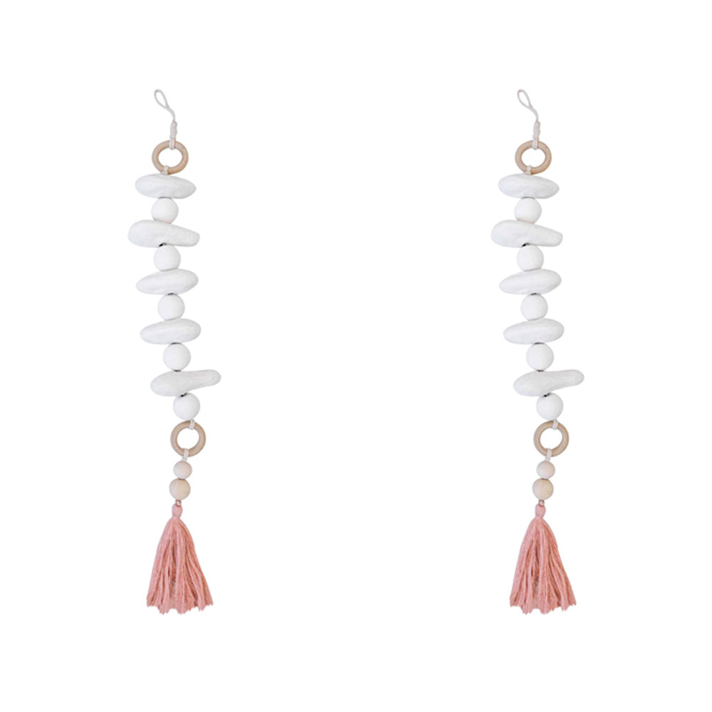 2PK LVD Iron/Wood Bead Tassel Organic Home Decor 75cm
