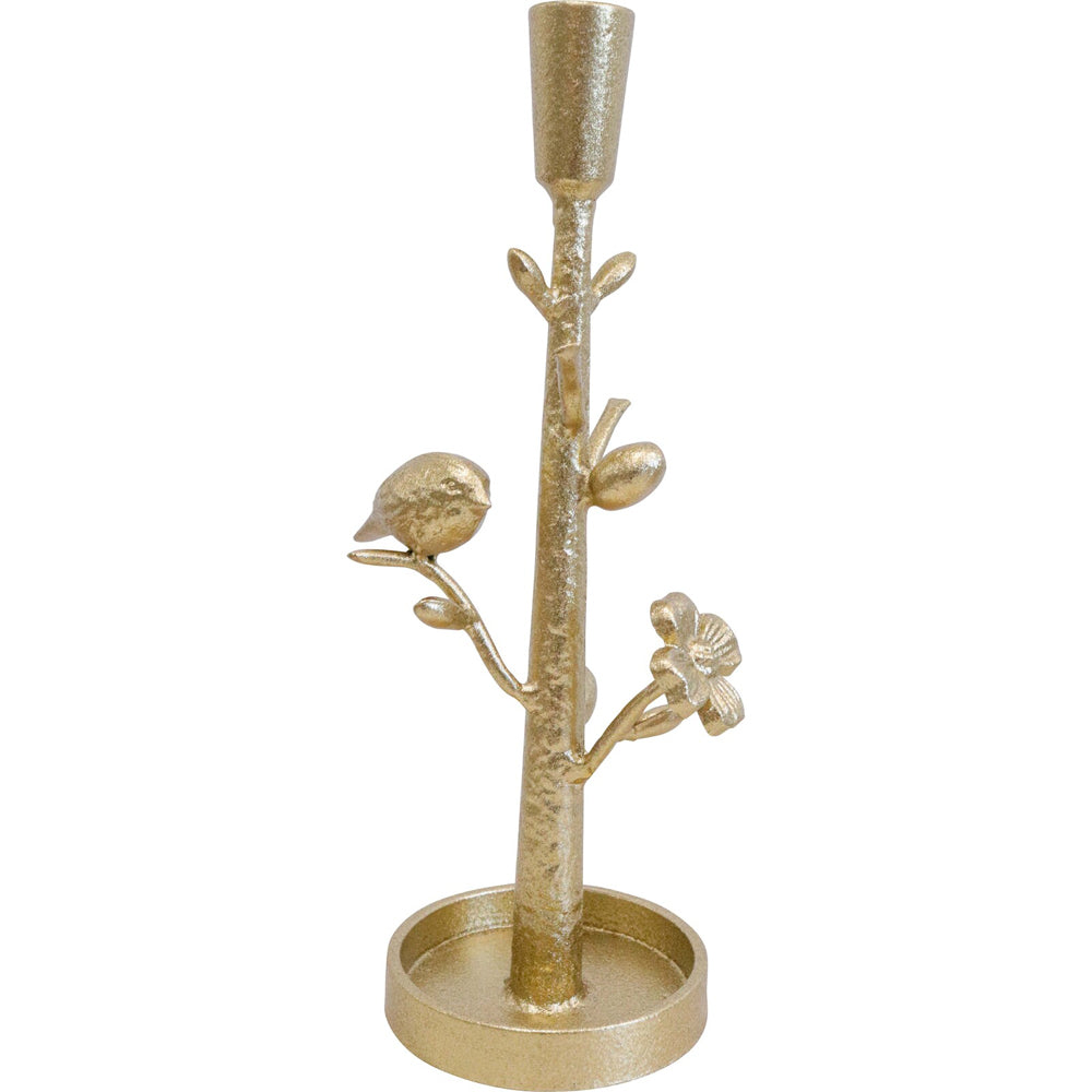 LVD Birds Iron Taper/Stick Candle Holder Large Home Decor - Gold